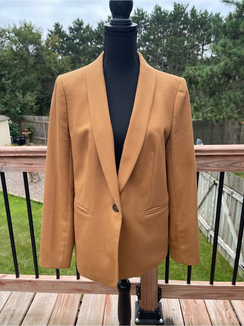 J. Crew Wool Parke Blazer Wool Blend Lined Womens Size 12 Camel Classic Office